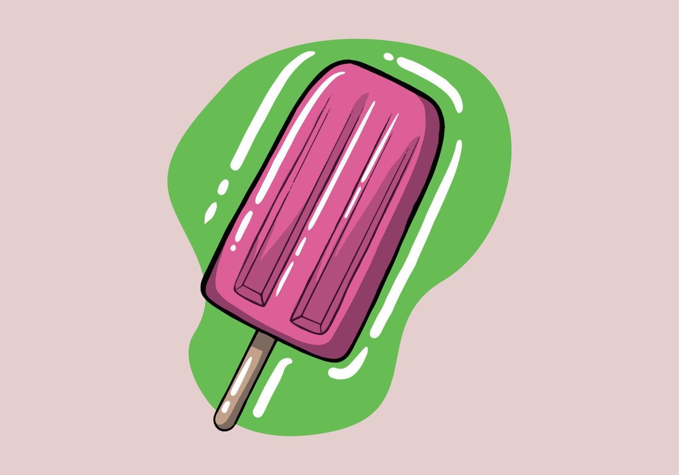 Hand drawn bright homemade frozen popsicle, vector realistic juicy ice cream