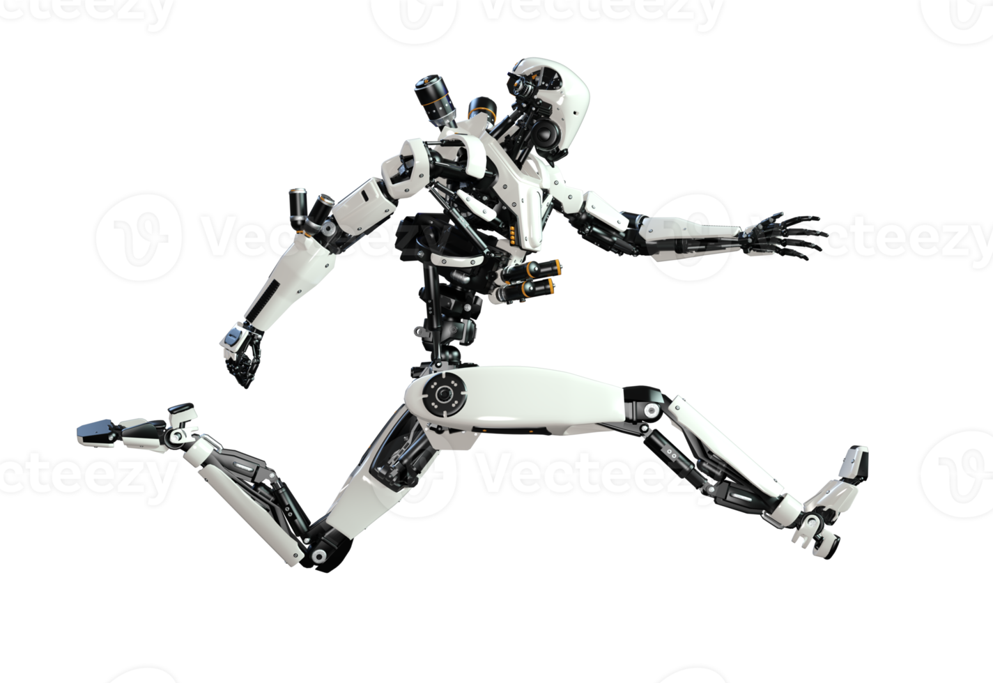 Cyberpunk Roboter Laufen isoliert. 3d machen png