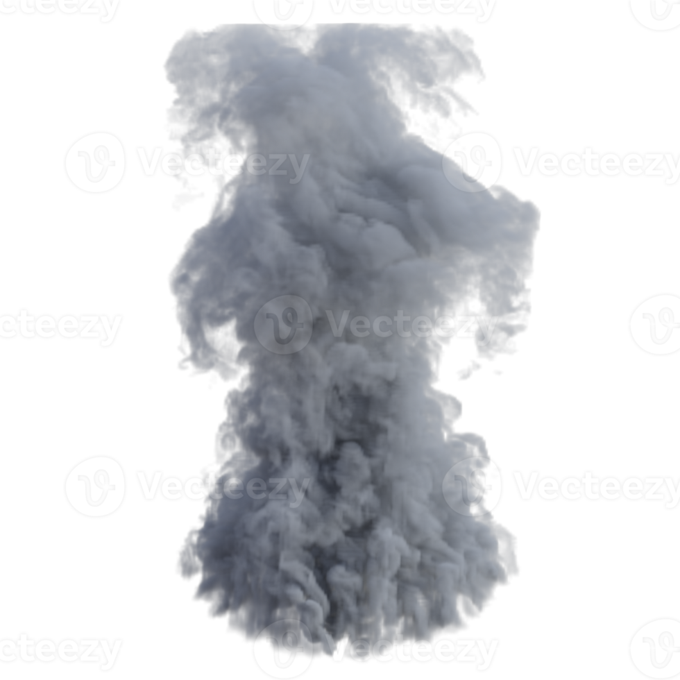 Smoke and fire explosion isolated. 3d render png