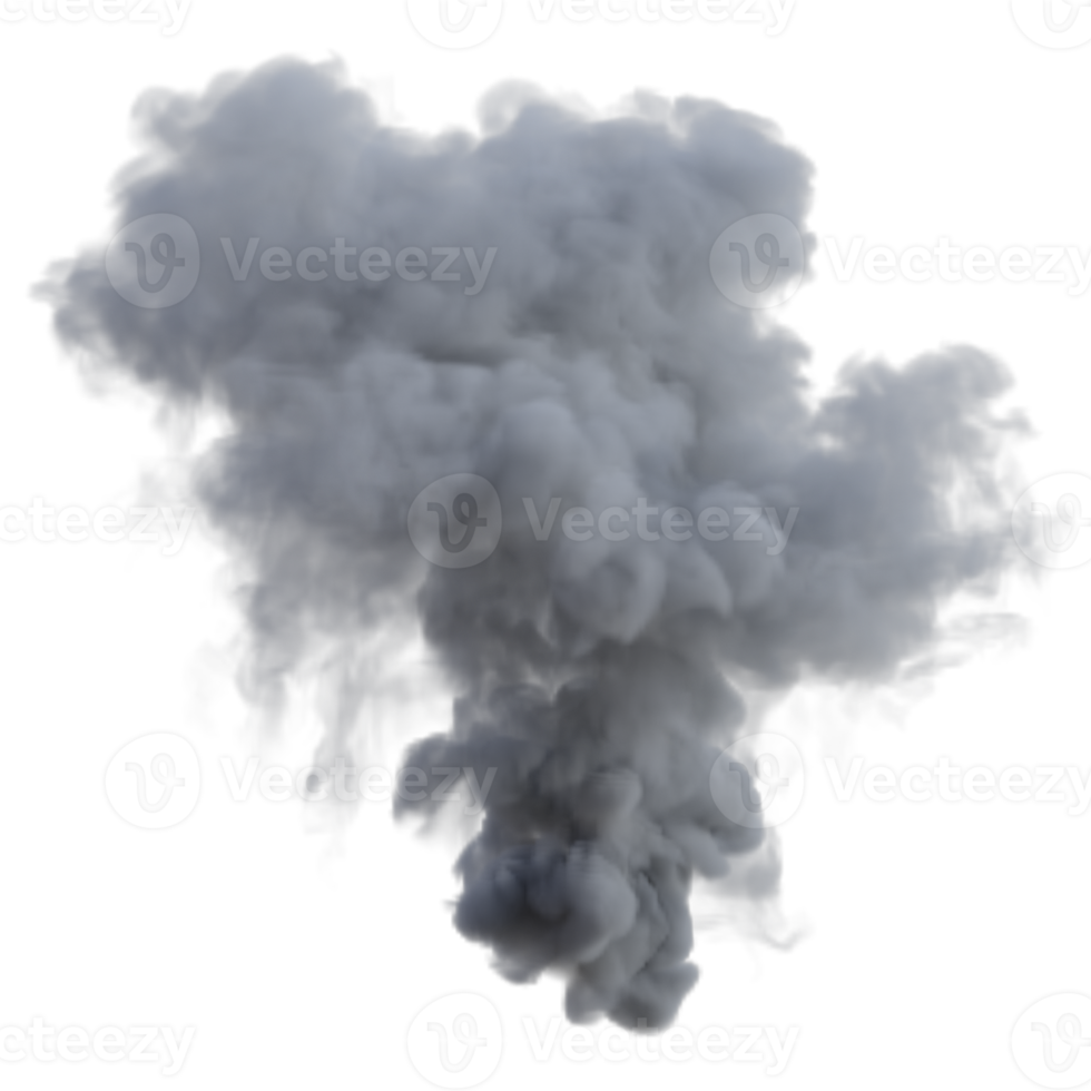 Smoke and fire explosion isolated. 3d render png