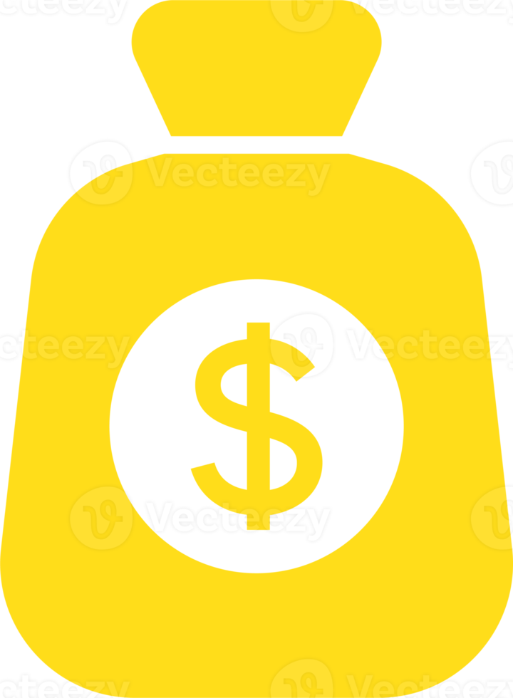 Money bag  icon in flat design style. American currency signs illustration. png