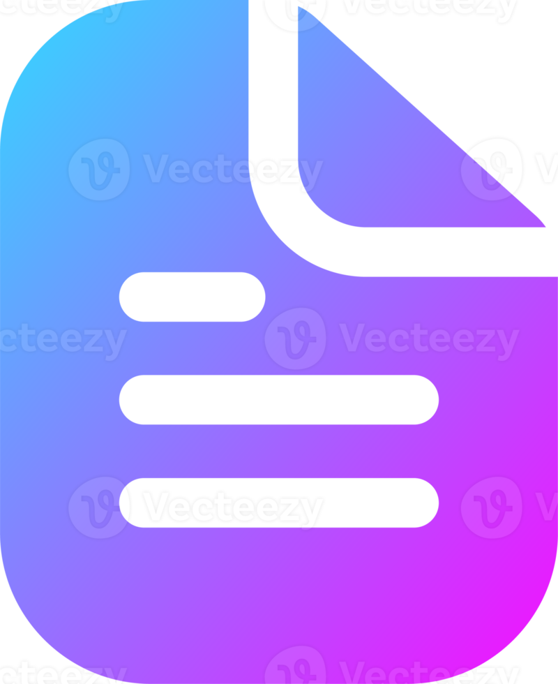 Document icon in gradient colors. Folded written paper signs illustration. png