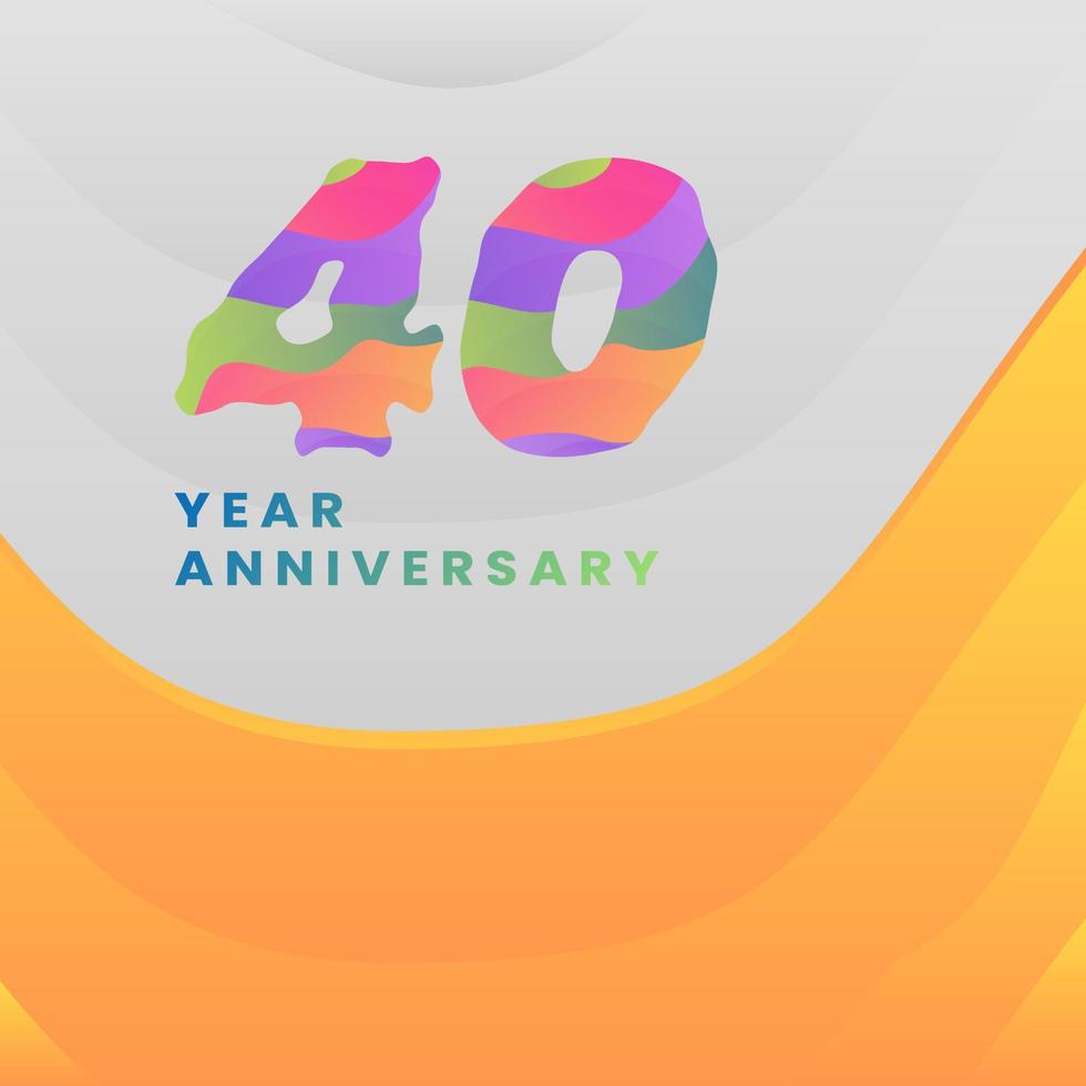 40 years anniversary with abstract logotype celebration on white and yellow background. vector