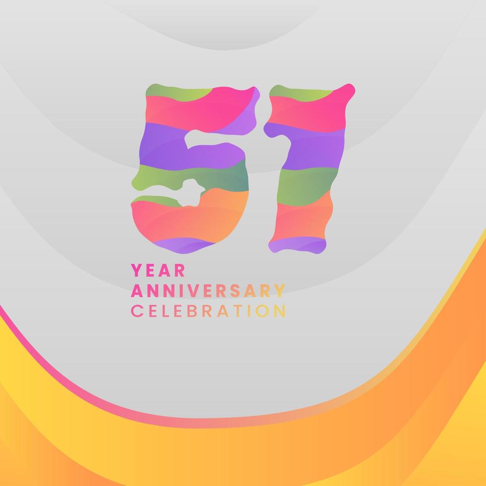 51 Years Annyversary Celebration. Abstract numbers with colorful templates. eps 10. vector