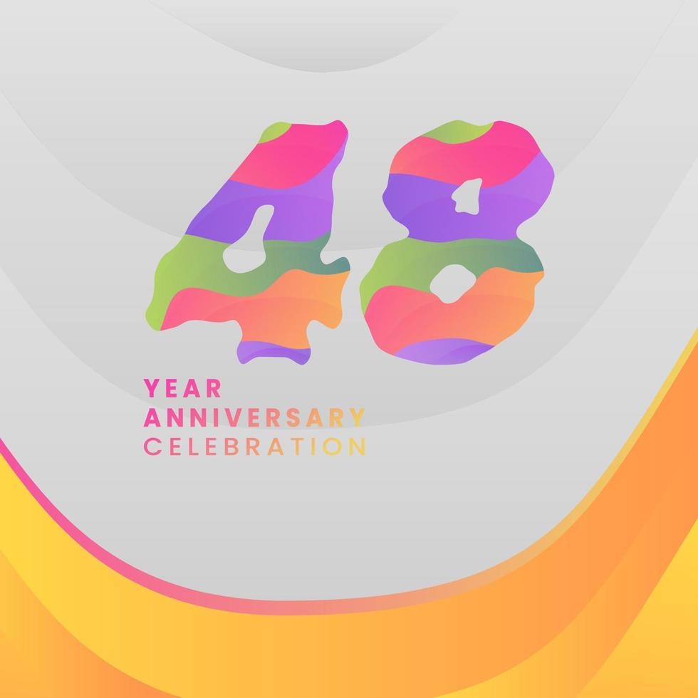 48 Years Annyversary Celebration. Abstract numbers with colorful templates. eps 10. vector