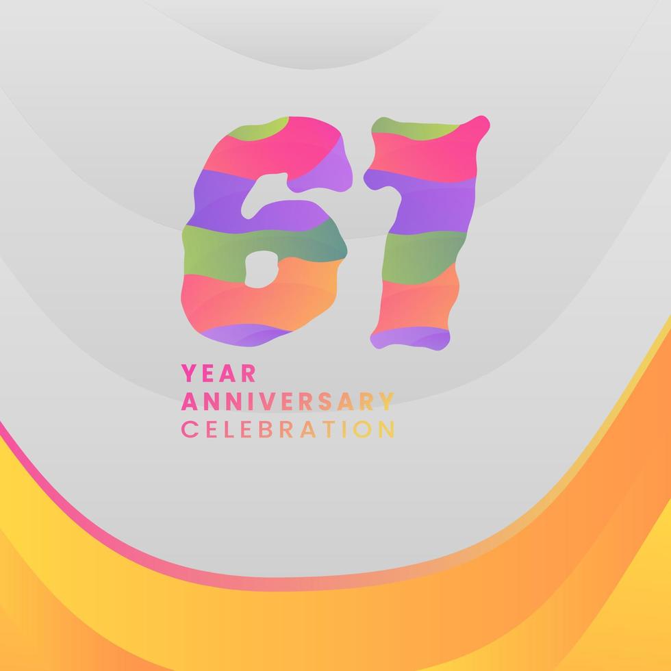 61 Years Annyversary Celebration. Abstract numbers with colorful templates. eps 10. vector