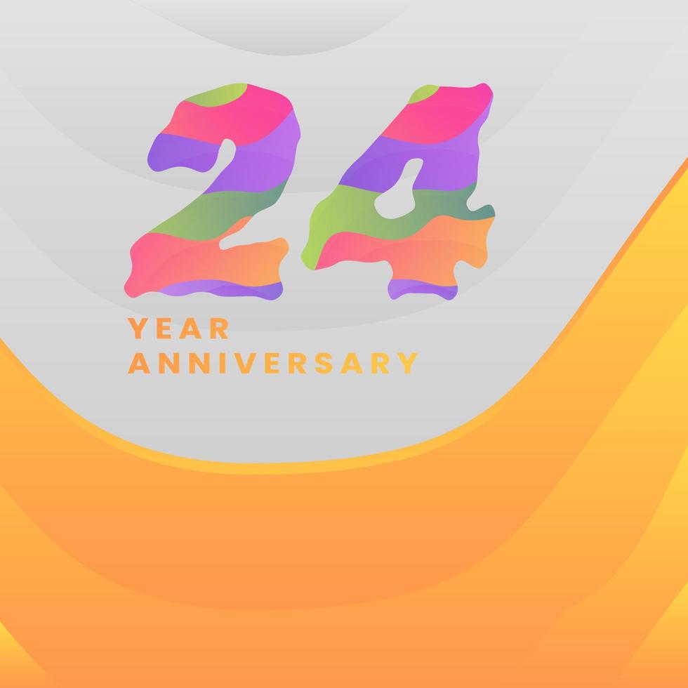 24 Years Annyversary Celebration. Abstract numbers with colorful templates. eps 10. vector
