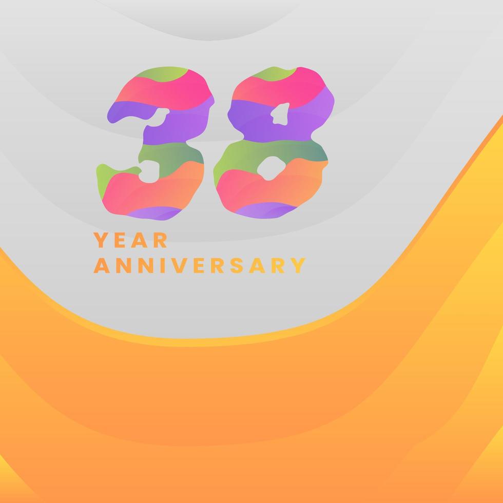 38 Years Annyversary Celebration. Abstract numbers with colorful templates. eps 10. vector