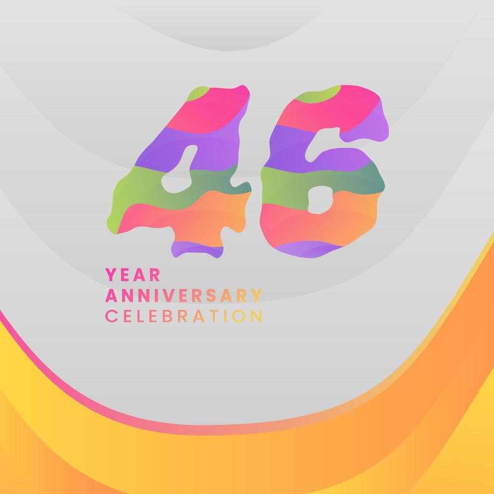 46 Years Annyversary Celebration. Abstract numbers with colorful templates. eps 10. vector