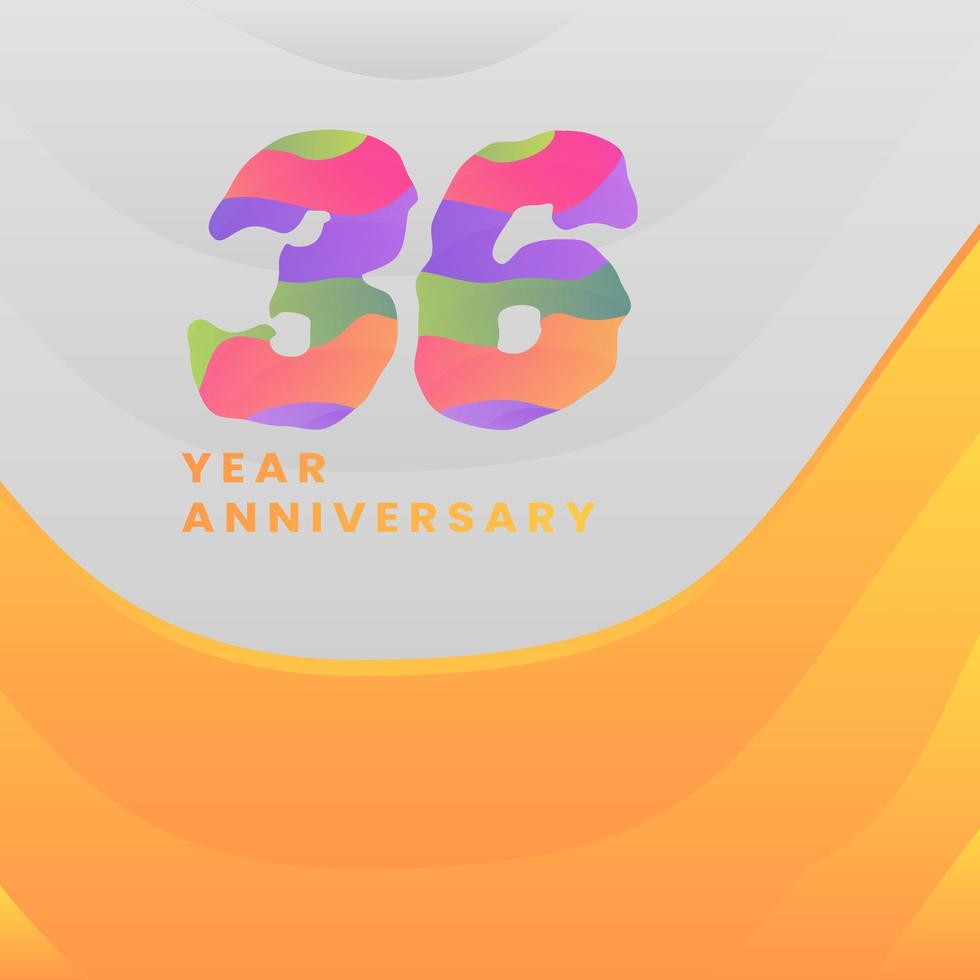 36 Years Annyversary Celebration. Abstract numbers with colorful templates. eps 10. vector