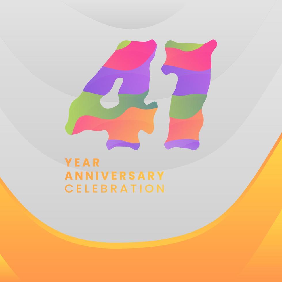41 Years Annyversary Celebration. Abstract numbers with colorful templates. eps 10. vector