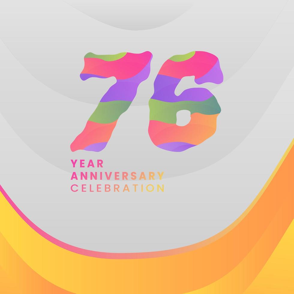 76 Years Annyversary Celebration. Abstract numbers with colorful templates. eps 10. vector