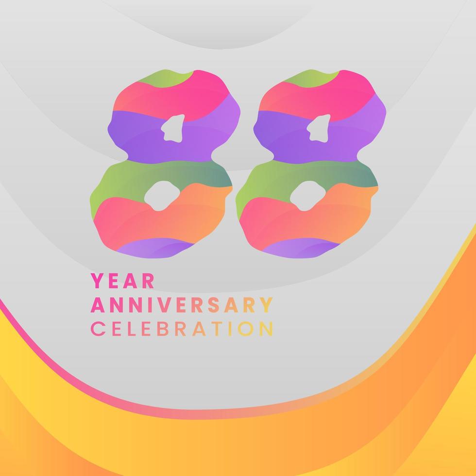 88 Years Annyversary Celebration. Abstract numbers with colorful templates. eps 10. vector