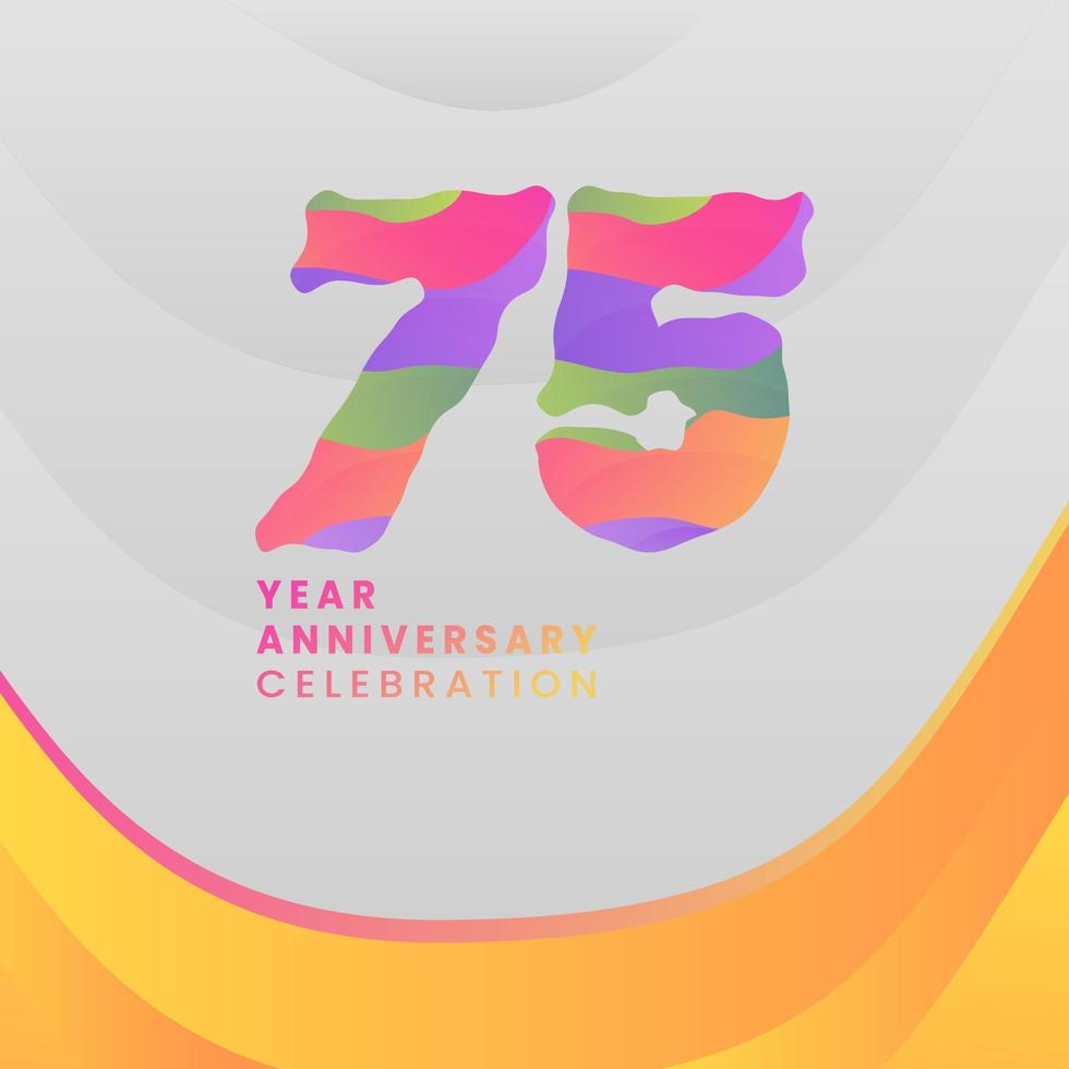 75 Years Annyversary Celebration. Abstract numbers with colorful templates. eps 10. vector