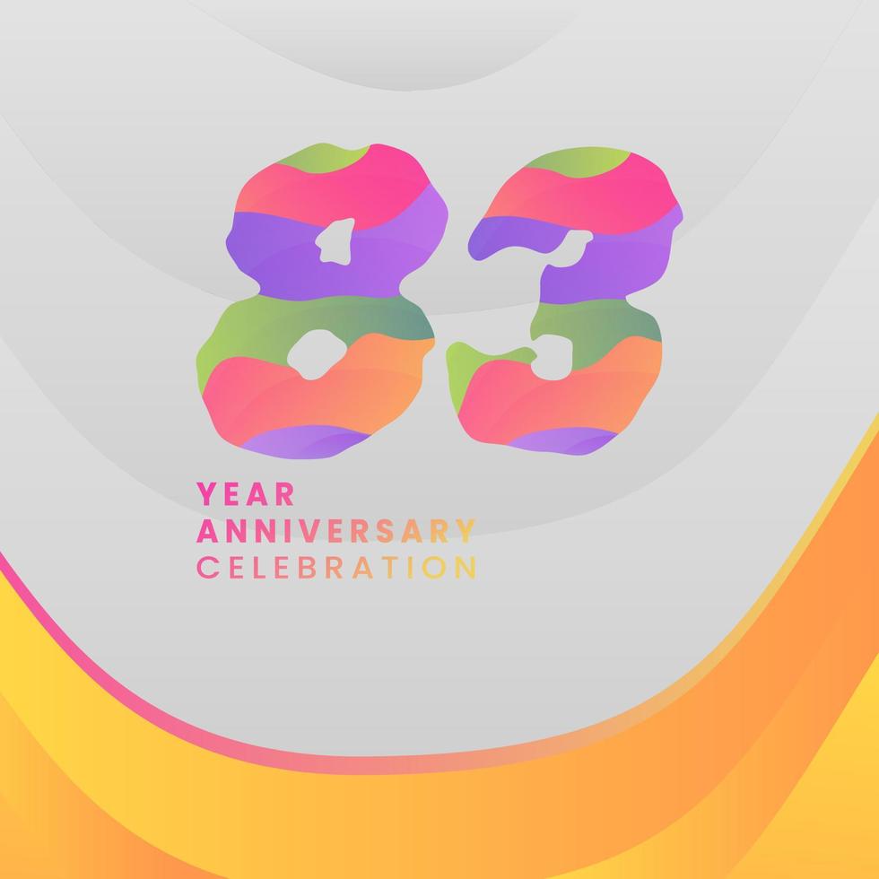 83 Years Annyversary Celebration. Abstract numbers with colorful templates. eps 10. vector