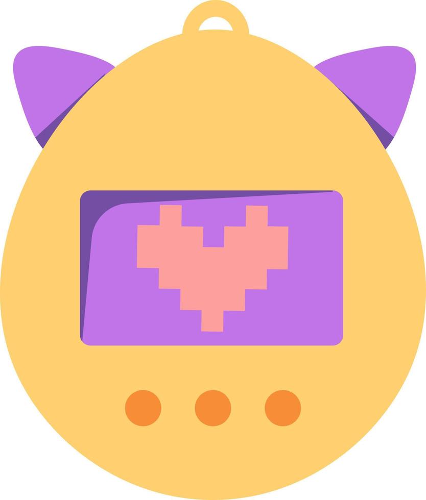 Flat retro design. Tamagotchi, 90s electronic pet in flat style on transparent background vector