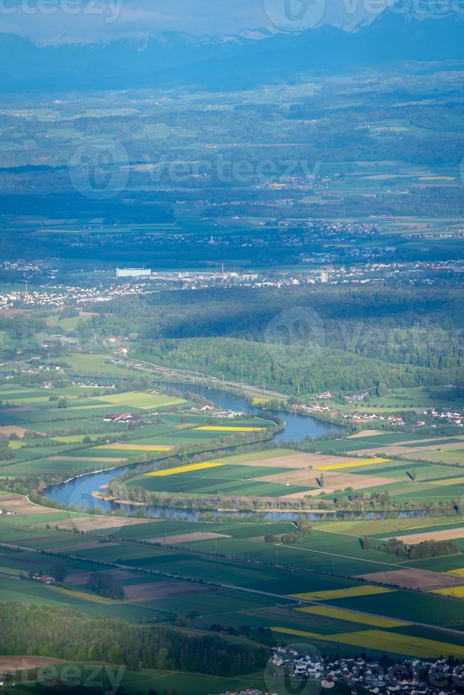 Aerial view of mountain landscape in switzerland photo