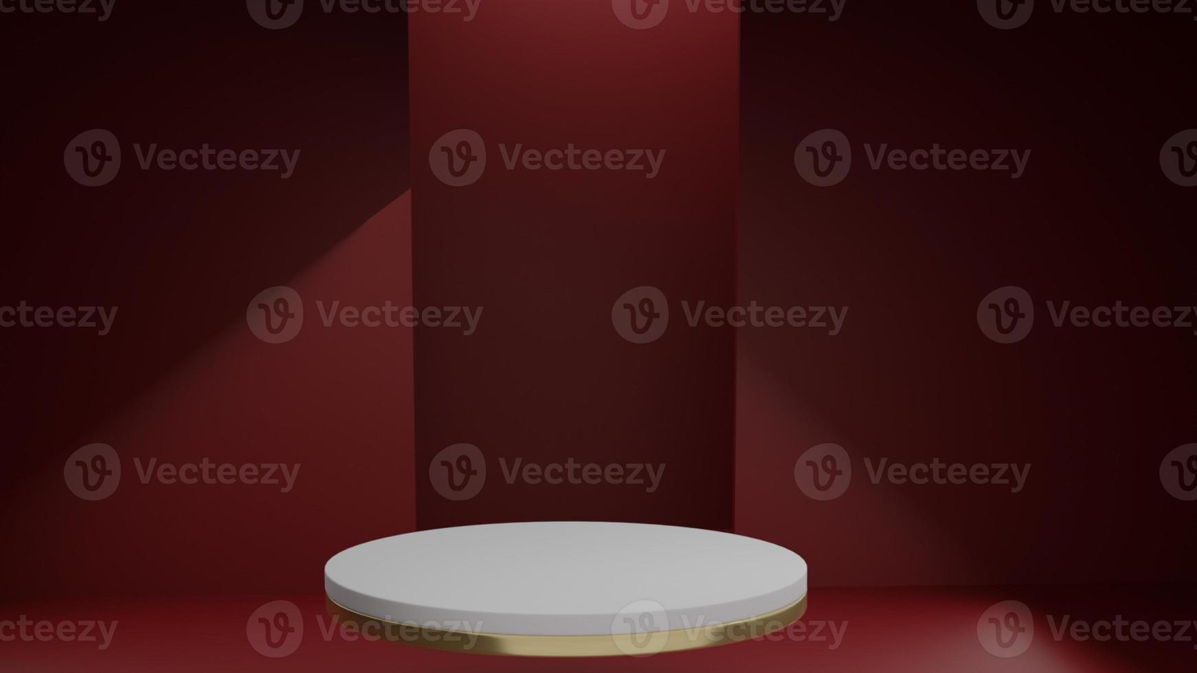 3d white podium product display red background.3d render illustration. photo