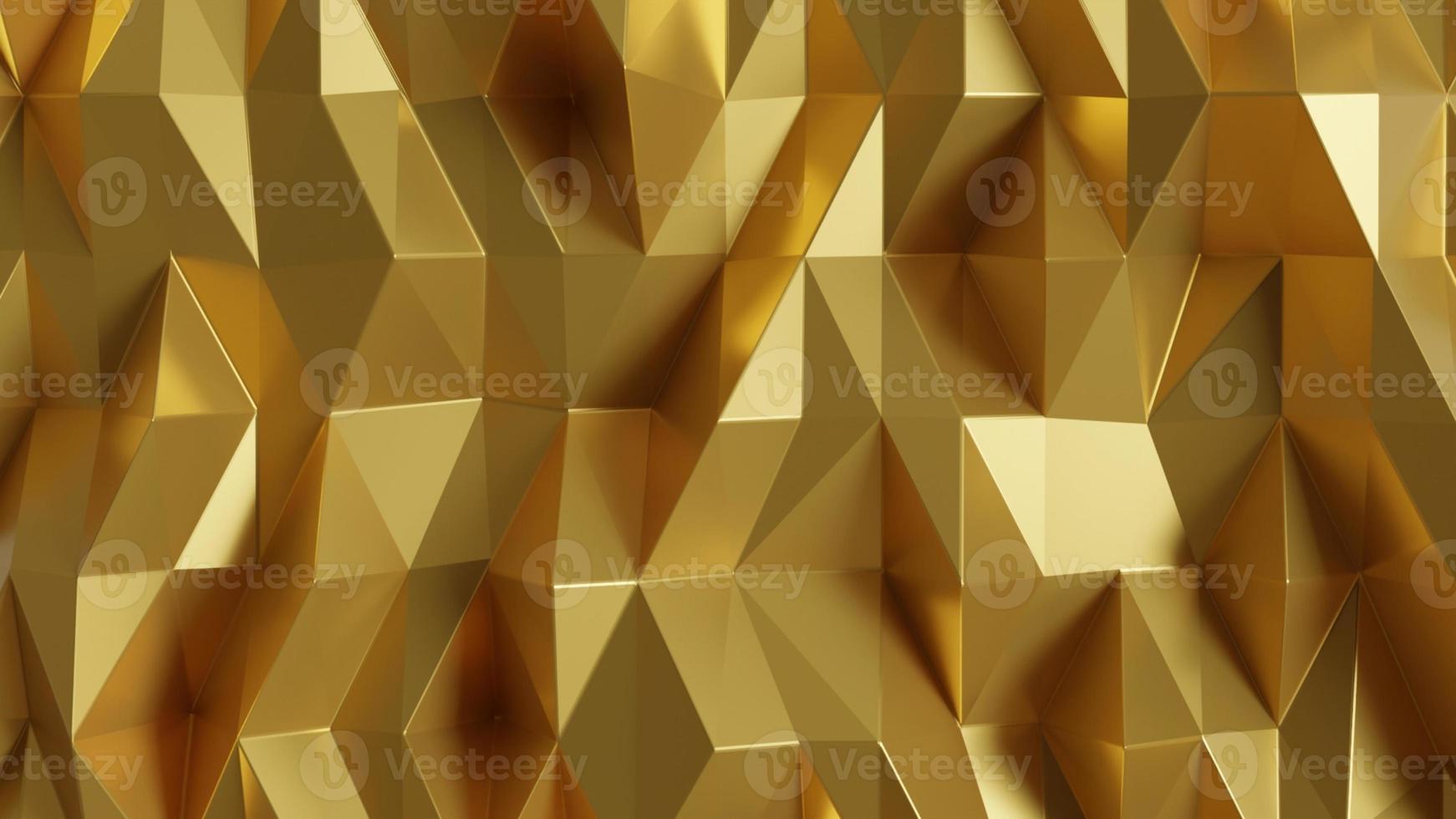 Abstract 3d golden polygonal background 3D rendering. Copy space. photo