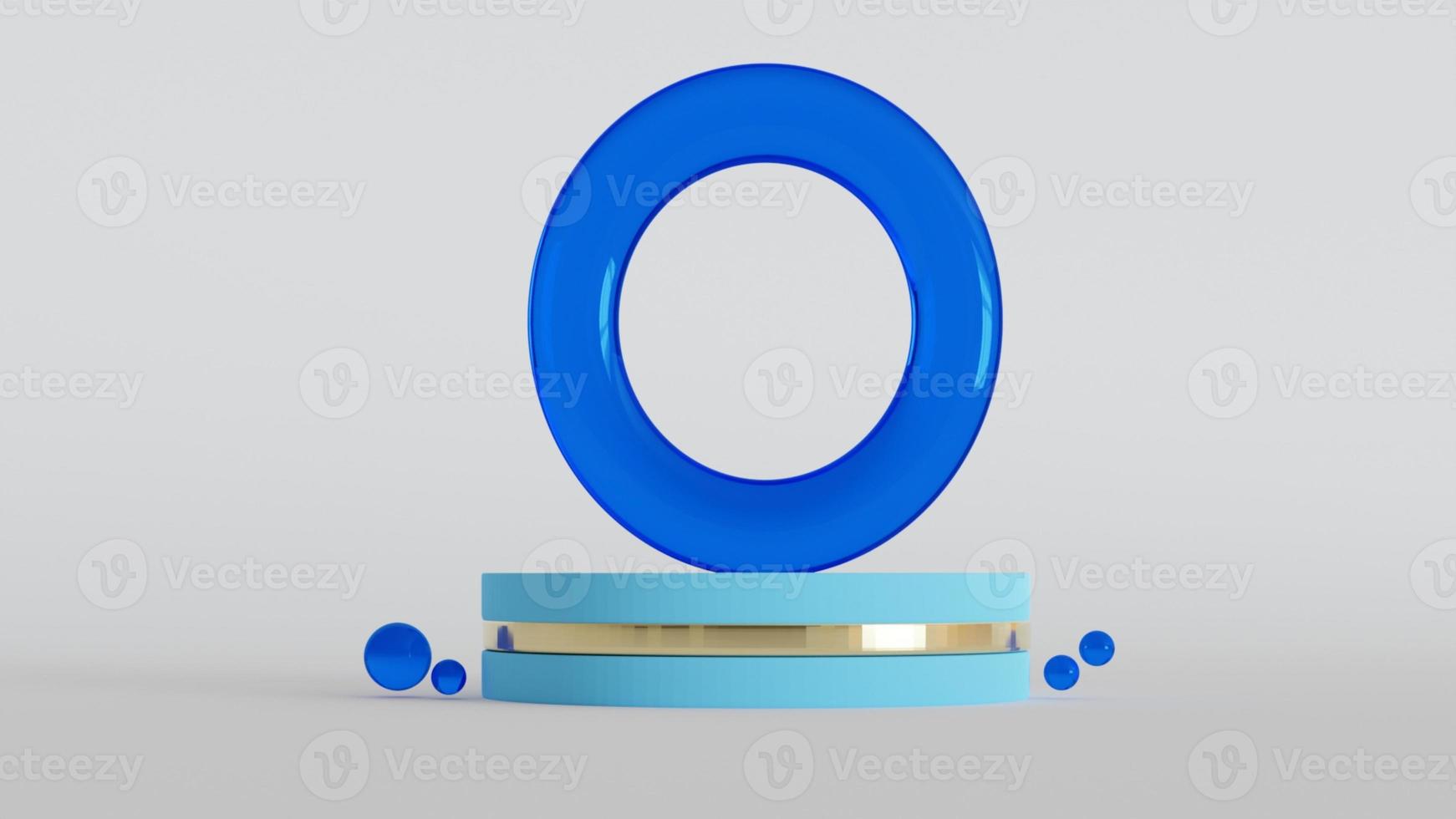 3d podium pastel color round product display yellow background.3d render illustration. photo