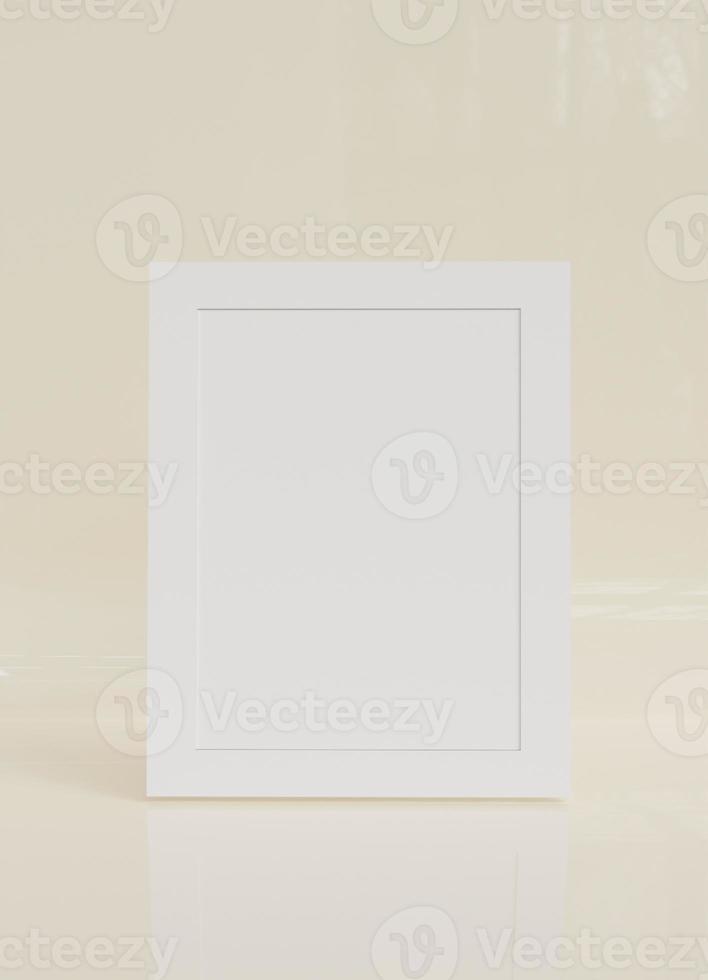 3d white photo frame mockup for photo or text. Empty photo frame