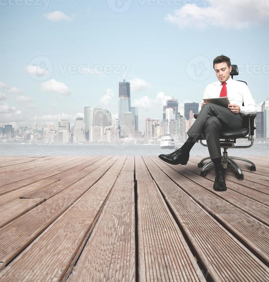 Successful businessman outdoors photo