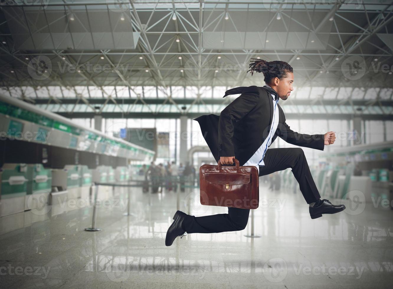 Businessman late for work photo