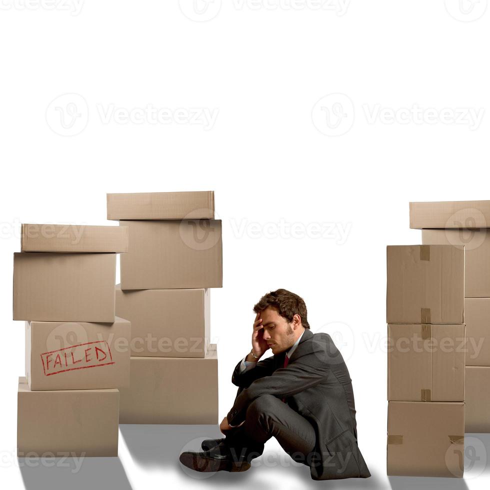Businessman is sad and unemployed photo
