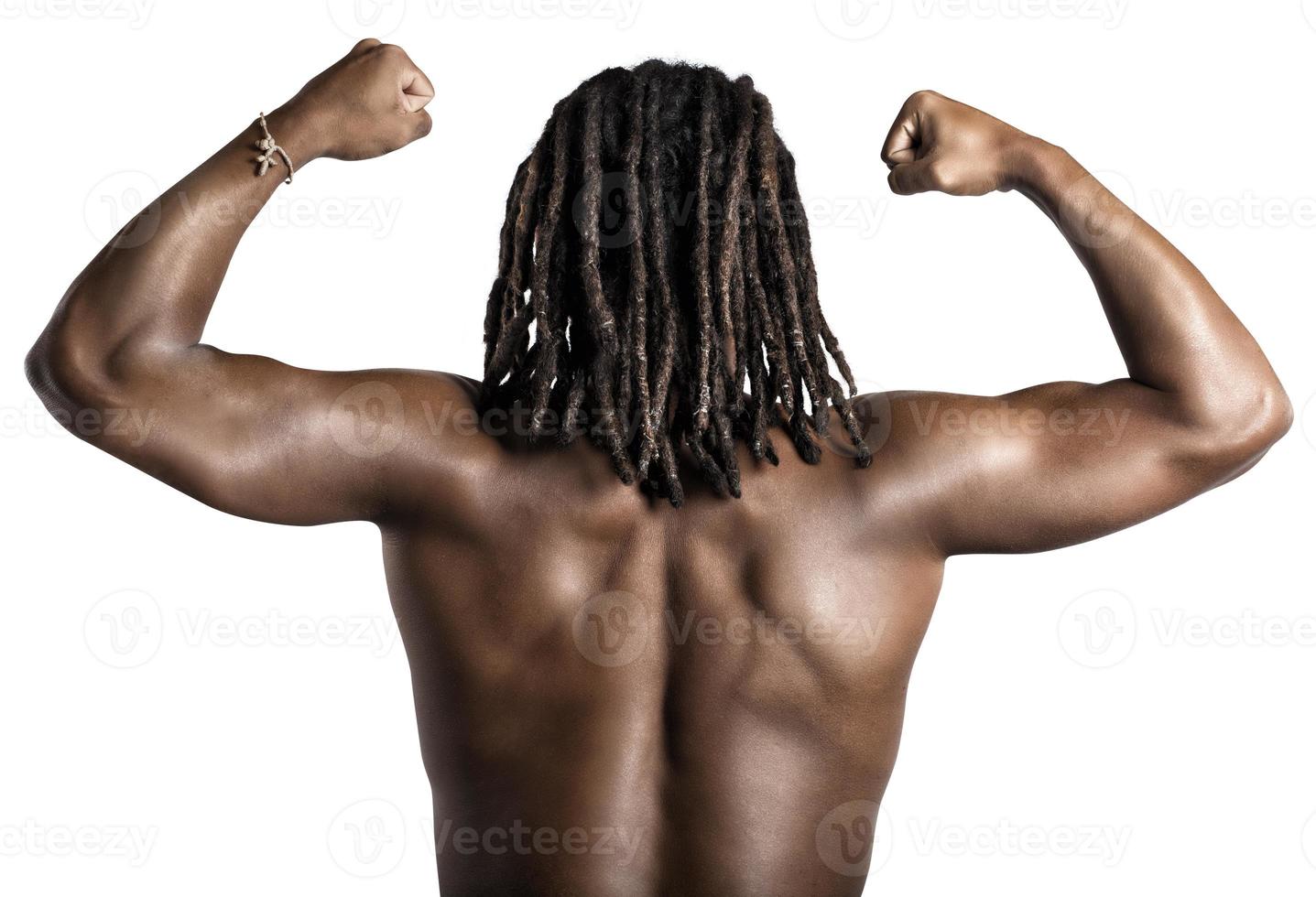 Strong afro man's back photo