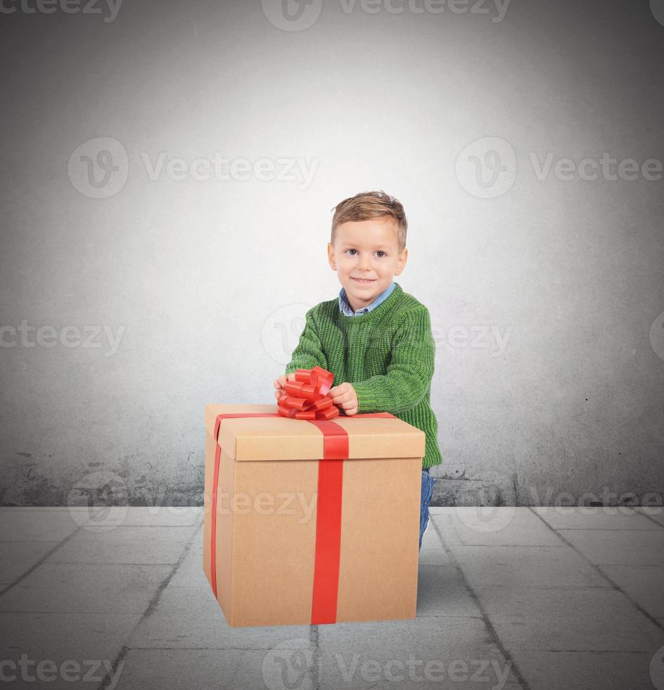 Child with gift photo