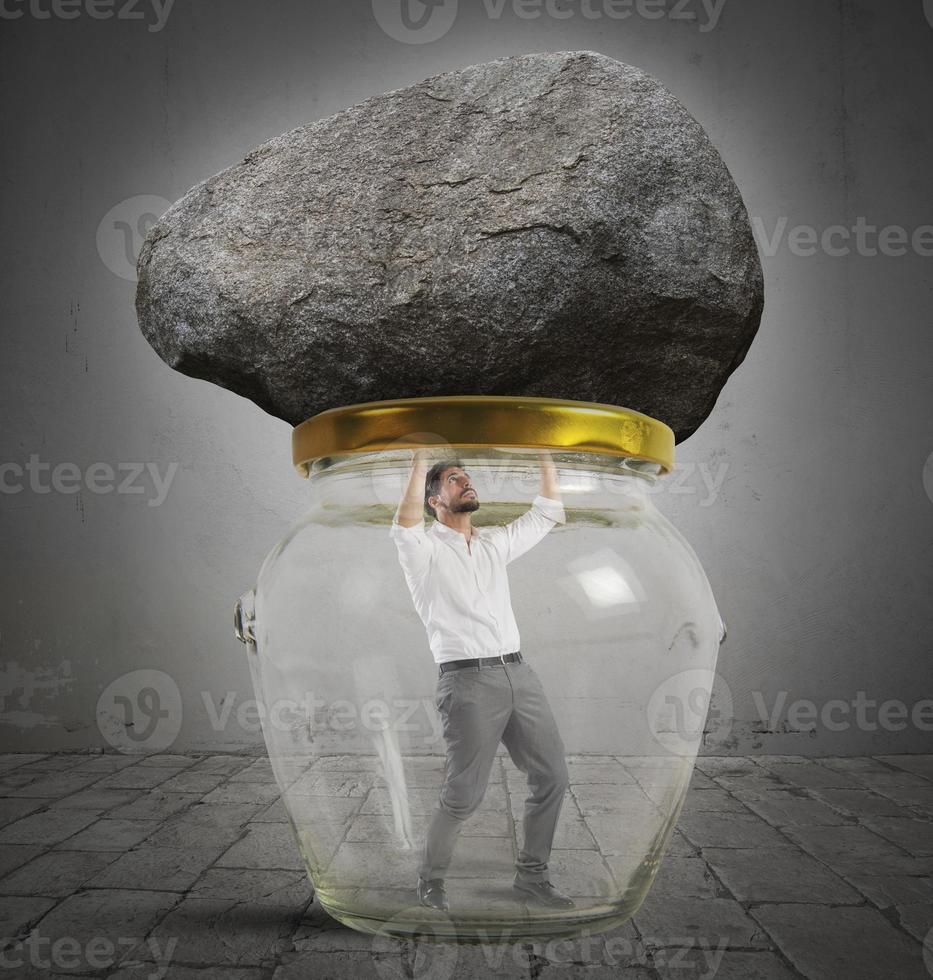Man trapped in a jar photo