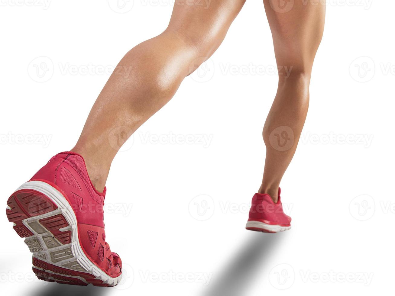 Athlete running on white background photo