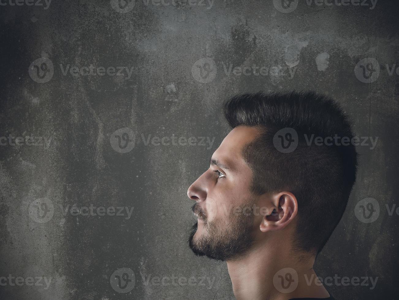 Man profile close-up photo