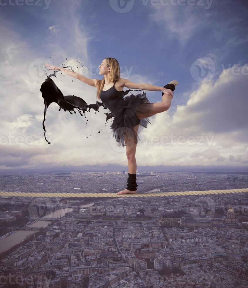 Dancer ballerina by a city photo