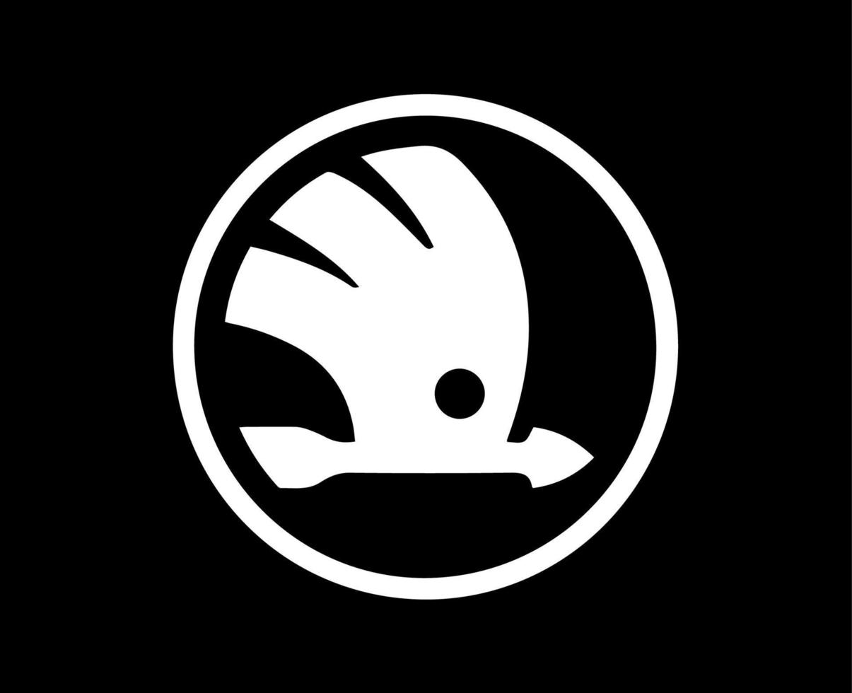 skoda marca logo símbolo blanco diseño checo coche automóvil vector ilustración con negro antecedentes