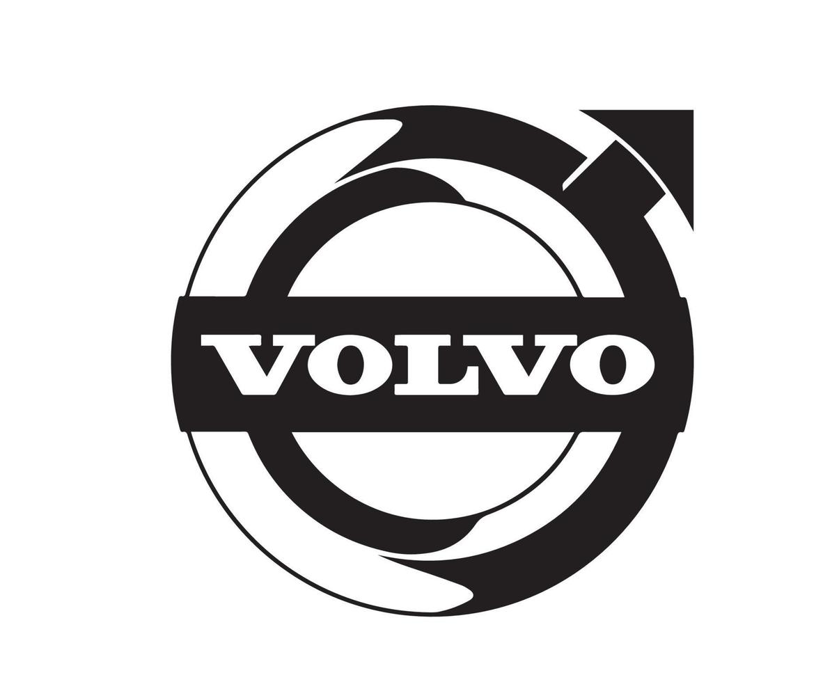 Volvo Brand Logo Car Symbol With Name Black Design Swedish Automobile Vector Illustration