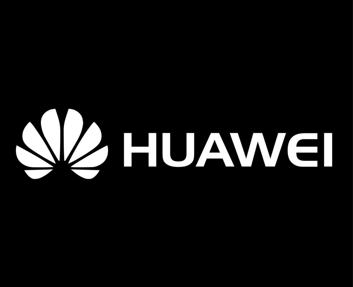 Huawei Brand Logo Phone Symbol With Name White Design China Mobile Vector Illustration With Black Background