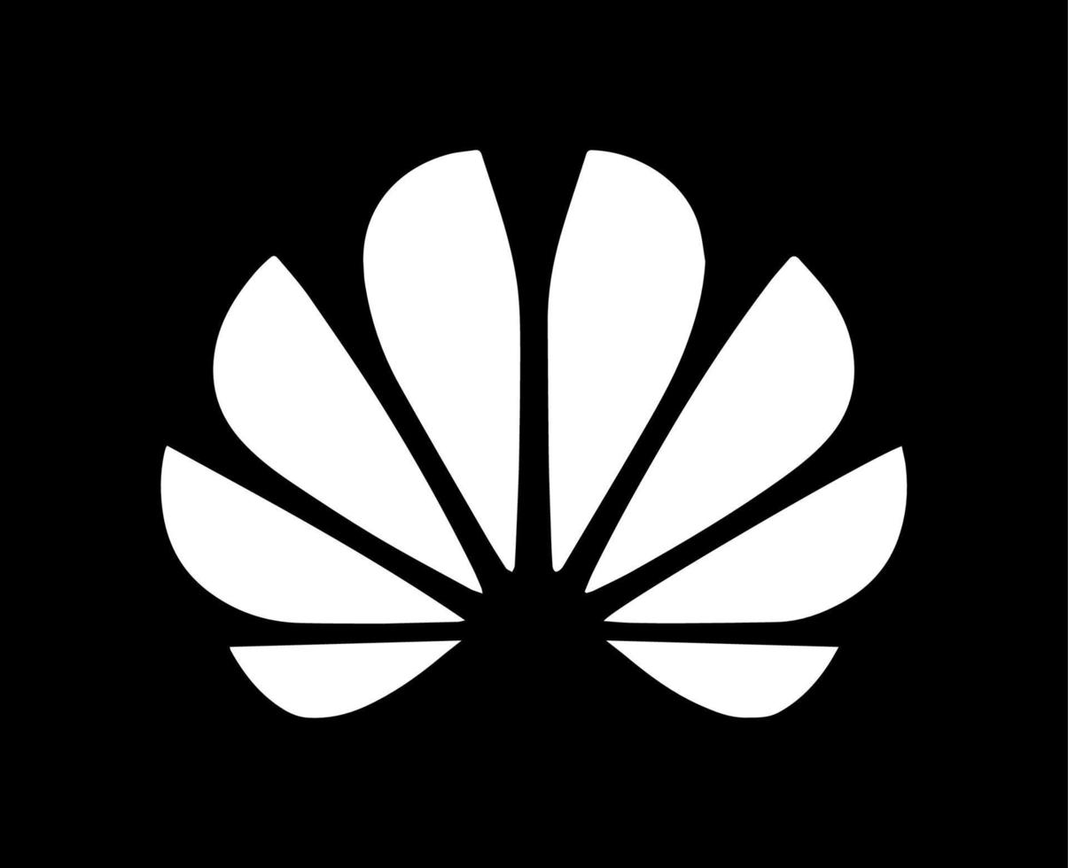 Huawei Brand Logo Phone Symbol White Design China Mobile Vector Illustration With Black Background