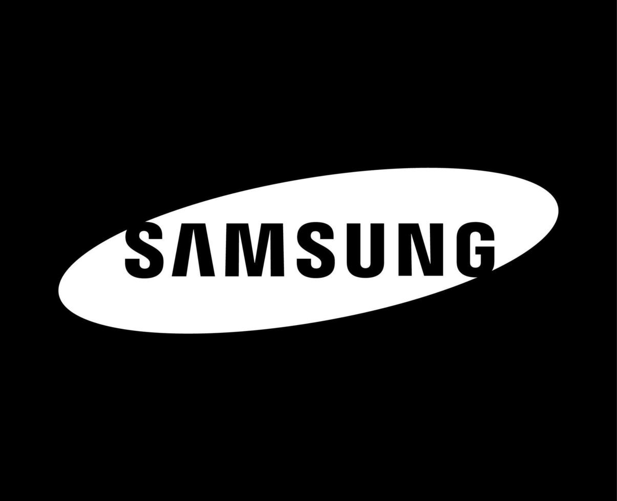 Samsung Brand Logo Phone Symbol White Design South Korean Mobile Vector Illustration With Black Background