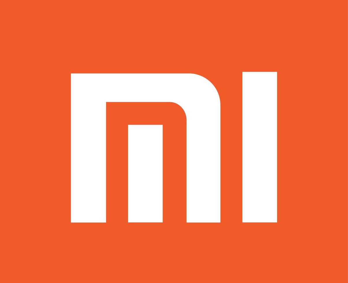 xiaomi marca logo teléfono símbolo blanco diseño chino móvil vector ilustración con naranja antecedentes