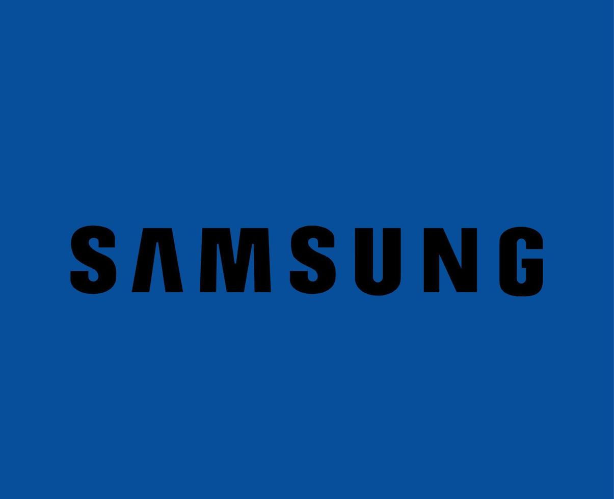 Samsung marca logo teléfono símbolo nombre negro diseño sur coreano móvil vector ilustración con azul antecedentes