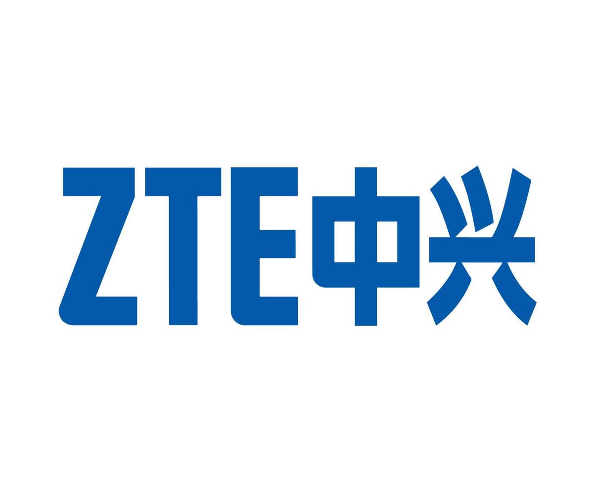 ZTE Brand Logo Phone Symbol Blue Design Hong Kong Mobile Vector Illustration