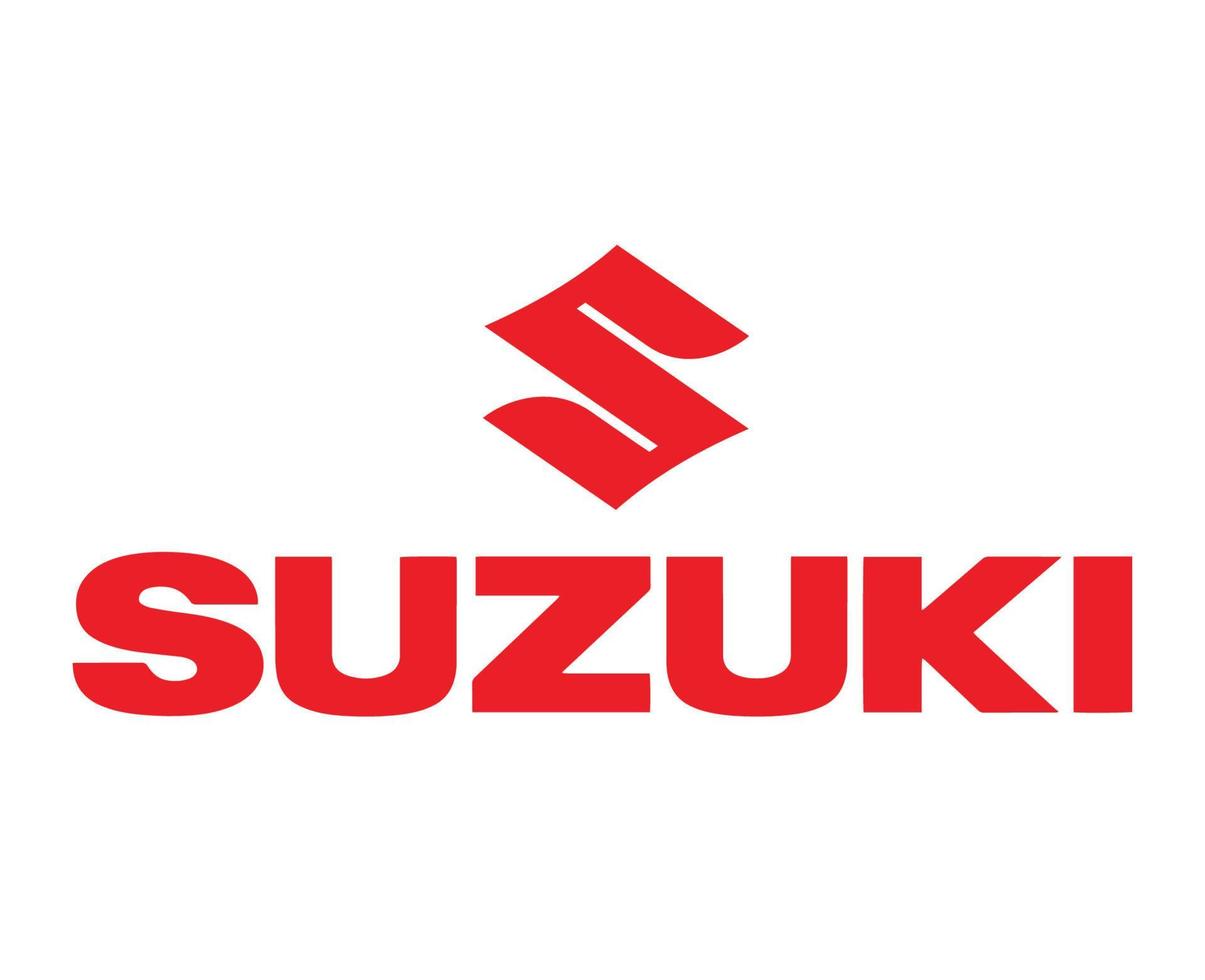 Suzuki Logo Brand Car Symbol With Name Red Design Japan Automobile Vector Illustration