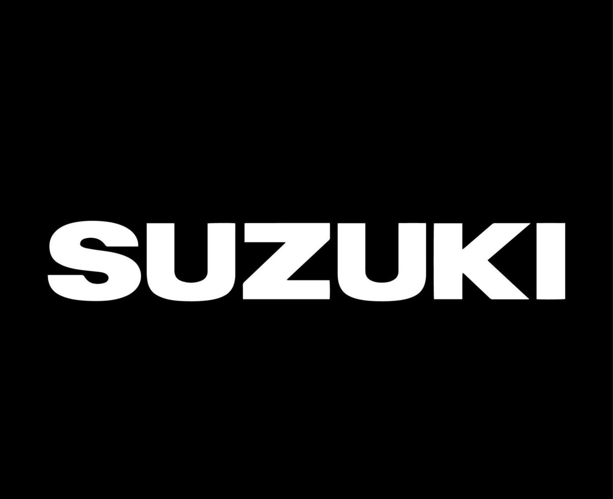 Suzuki Brand Logo Car Symbol Name White Design Japan Automobile Vector Illustration With Black Background