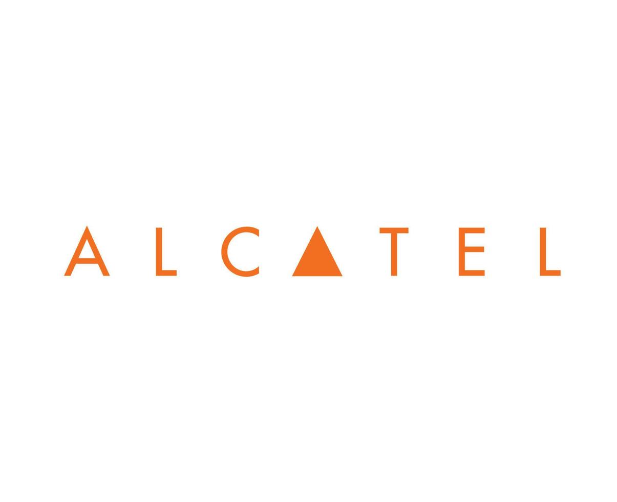 Alcatel marca logo teléfono símbolo nombre naranja diseño móvil vector ilustración