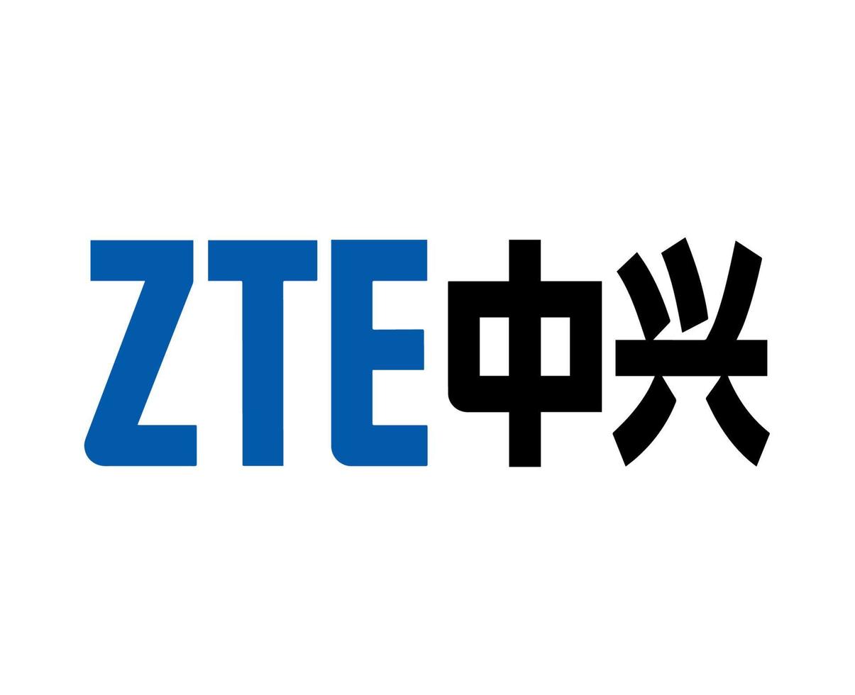 ZTE Brand Logo Phone Symbol Blue And Black Design Hong Kong Mobile Vector Illustration