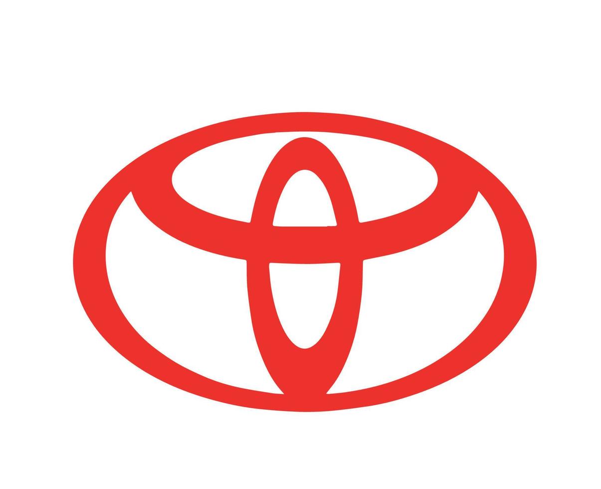 Toyota Brand Logo Car Symbol Red Design japan Automobile Vector Illustration