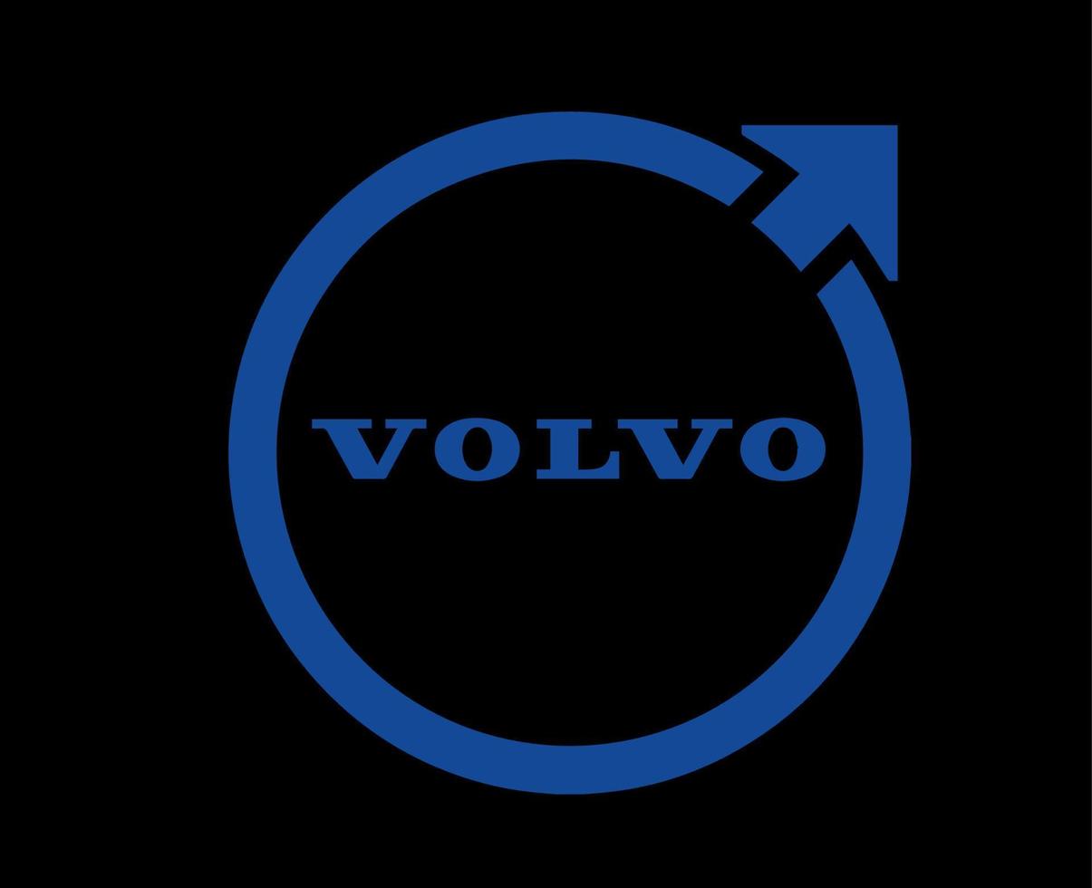 Volvo Logo Brand Car Symbol With Name Blue Design Swedish Automobile Vector Illustration With Black Background