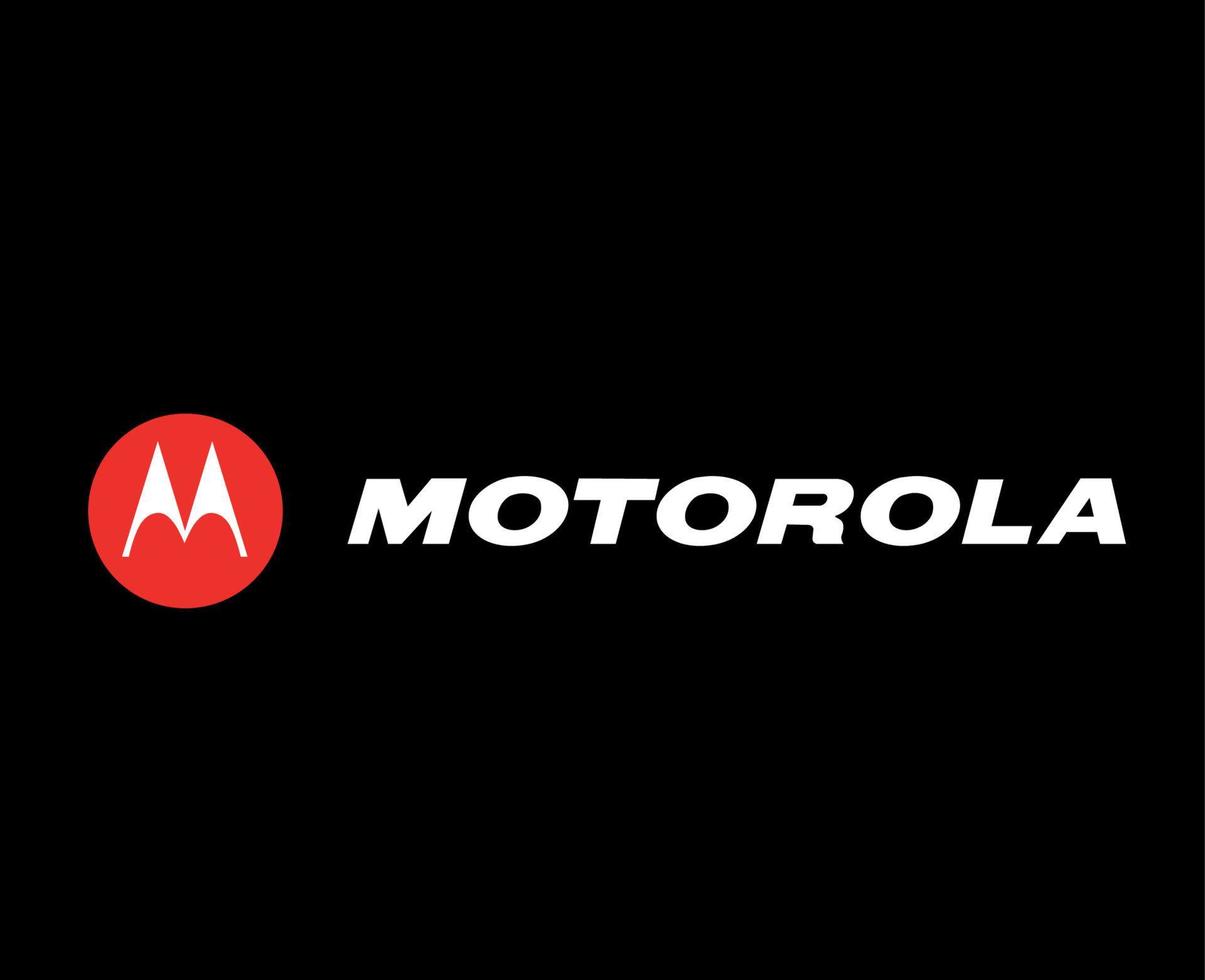 motorola logo marca teléfono símbolo rojo con nombre blanco diseño Estados Unidos móvil vector ilustración con negro antecedentes