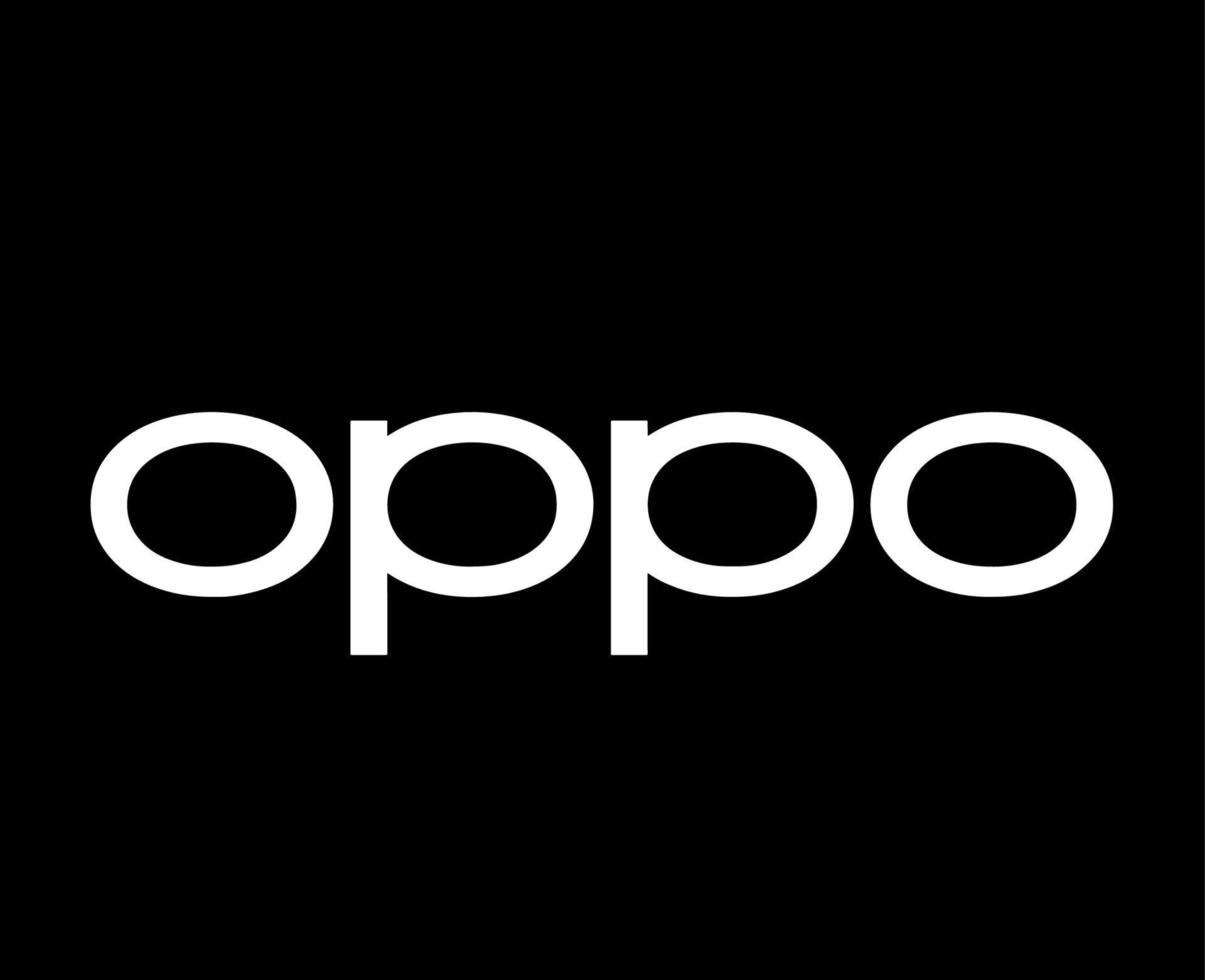 Oppo Brand Logo Phone Symbol White Design Chinese Mobile Vector Illustration With Black Background